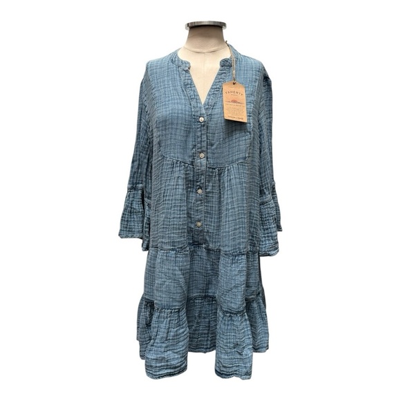 Faherty Dune Cotton Gauze Kasey Midi Dress Size Medium  NEW - Picture 4 of 13